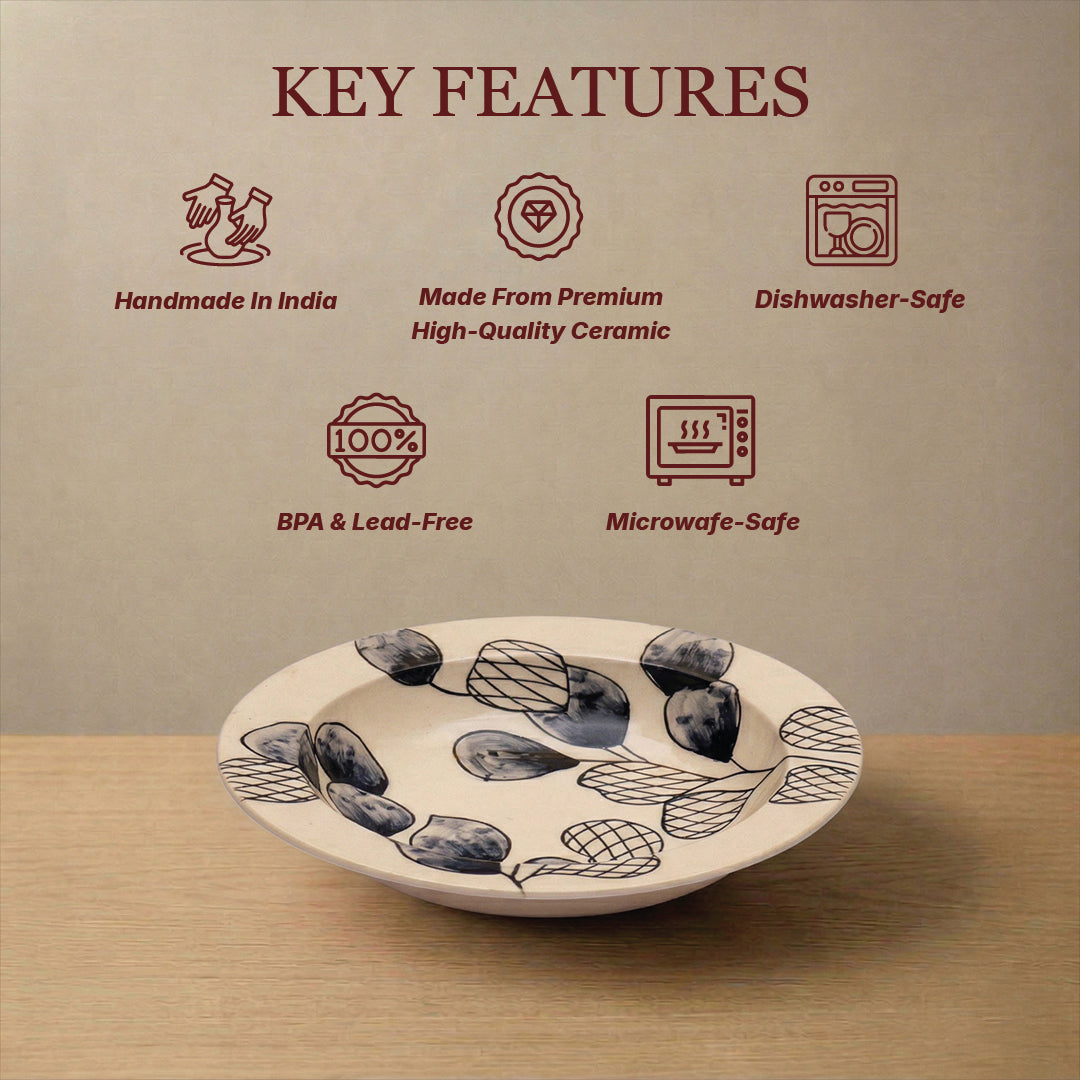 Black Sprig Pasta Plate — Set of 2