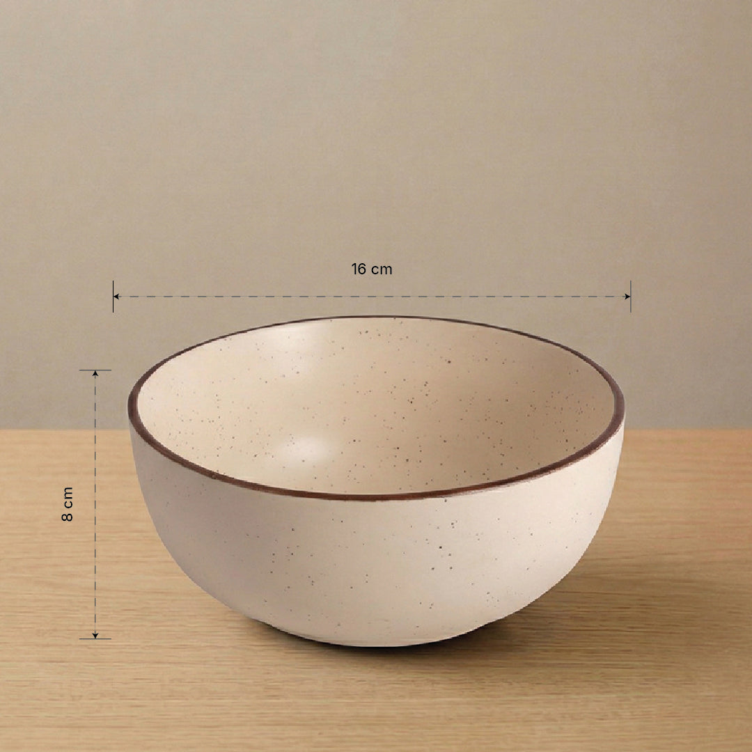 Speckled White Ceramic Serving Bowl — Set of 2