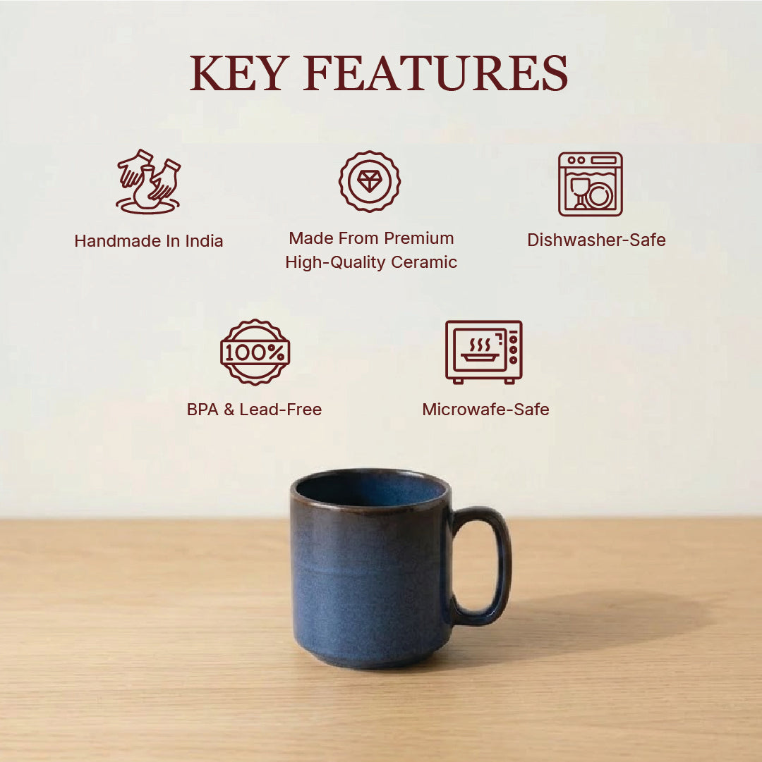 Everyday Classic Coffee Mug (Denim Blue) — Set of 4, 330 ml