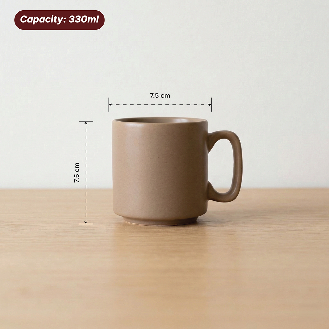 Morning Brew Coffee Mug (Beige) — Set of 4, 330 ml