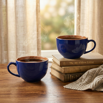 Cobalt Rustic Coffee Mug (Royal Blue) — Set of 2, 442 ml