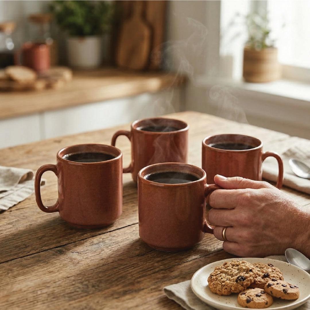 Everyday Classic Coffee Mug (Dusty Peach) — Set of 4, 330 ml