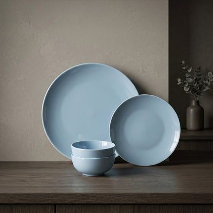 Powder Blue Dinner Set — Set of 4 (1 Dinner Plate, 1 Quarter Plate, 2 Bowls)