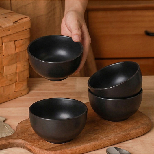 Noir Ceramic Snack Bowl— Set of 4 & 6