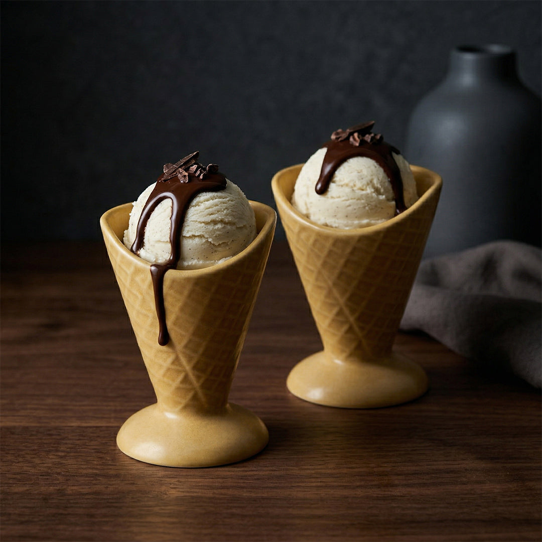 Waffle Cone Ice Cream Bowl (Sunshine Yellow) — Set of 6