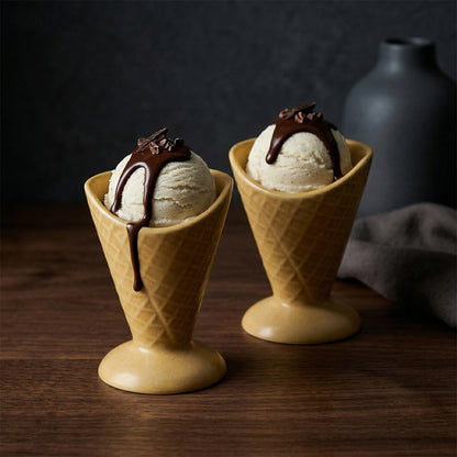 Waffle Cone Ice Cream Bowl (Sunshine Yellow) — Set of 6