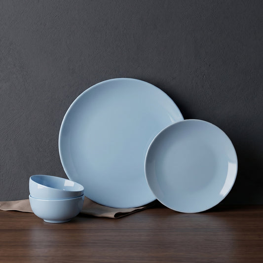 Powder Blue Dinner Set — Set of 4 (1 Dinner Plate, 1 Quarter Plate, 2 Bowls)