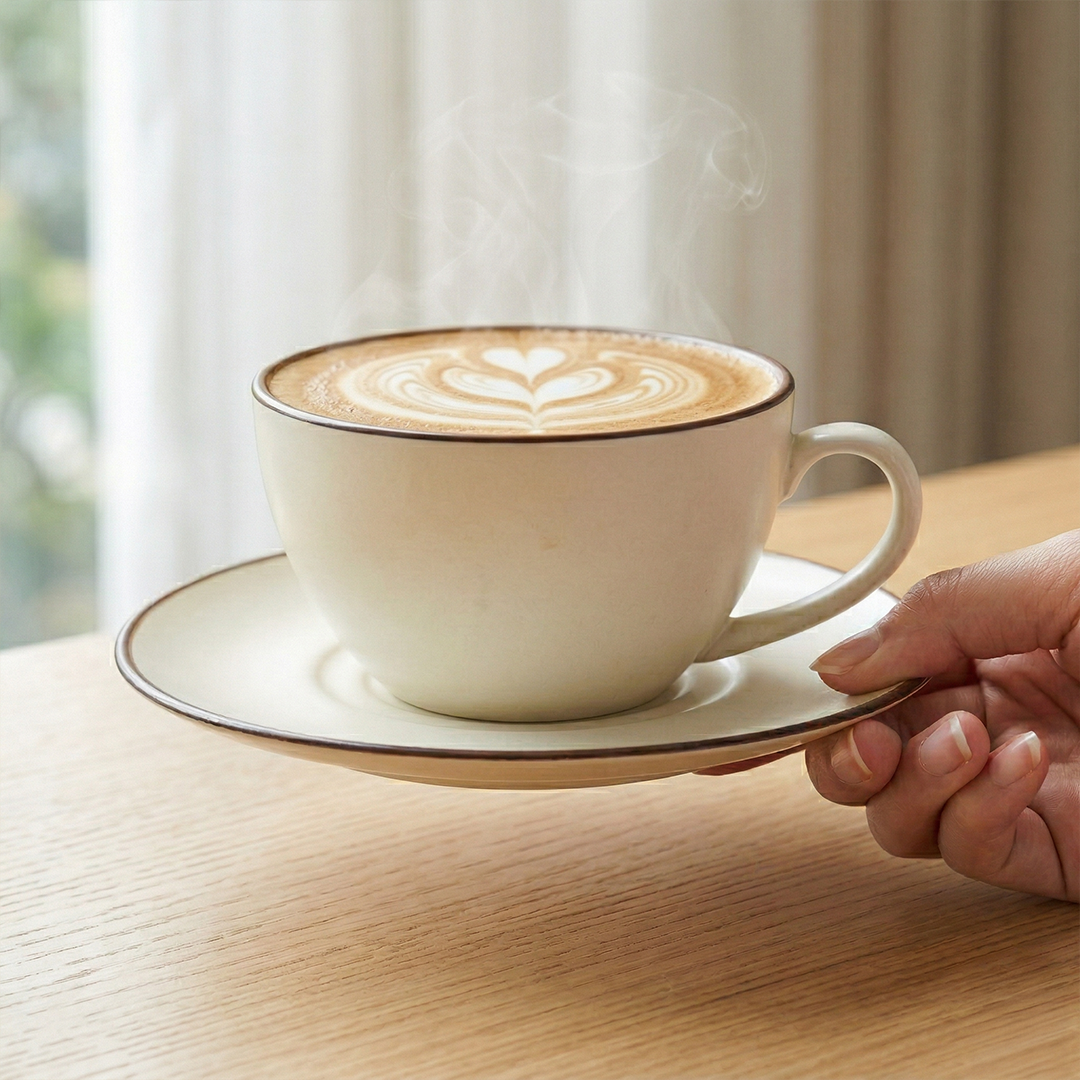 Cream & Cocoa Cappuccino Cup & Saucer Set — Set of 2, 411 ml
