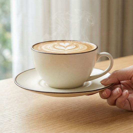 Cream & Cocoa Cappuccino Cup & Saucer Set — Set of 2, 411 ml