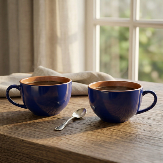 Cobalt Rustic Coffee Mug (Royal Blue) — Set of 2, 442 ml