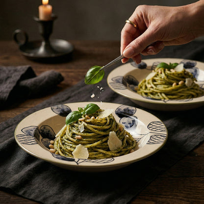 Black Sprig Pasta Plate — Set of 2