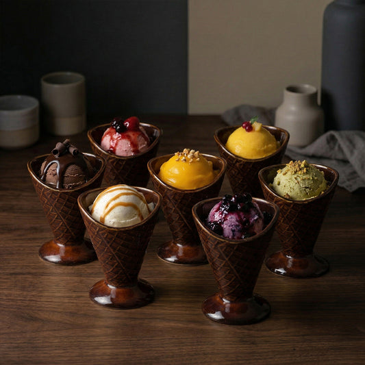 Sunday Scoop Ice Cream Bowl (Chocolate Waffle) — Set of 6