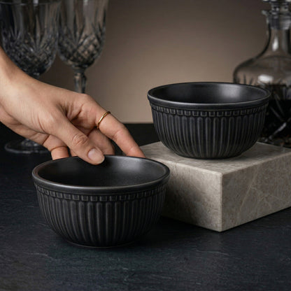 Black Pearl Ceramic Snack Bowl — Set of 2