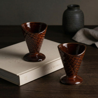 Sunday Scoop Ice Cream Bowl (Chocolate Waffle) — Set of 6