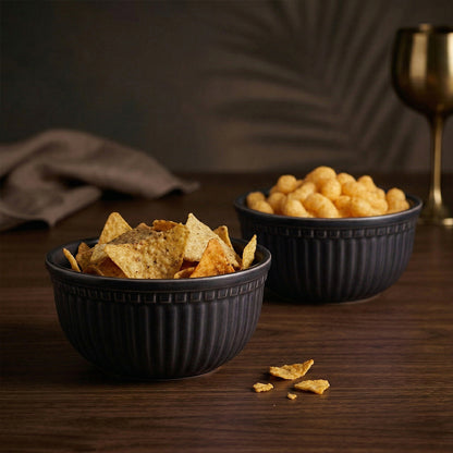 Black Pearl Ceramic Snack Bowl — Set of 2