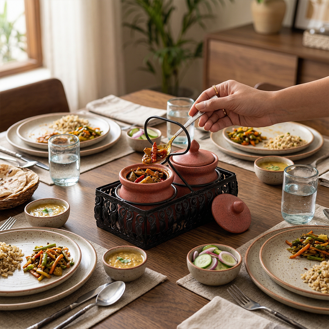 'Table Essentials' Pickle & Condiment Jar Set With Tray (Clay Rose, 2-PIECE SET)
