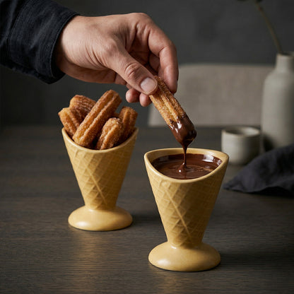 Waffle Cone Ice Cream Bowl (Sunshine Yellow) — Set of 6