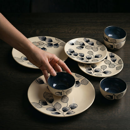 Leaf & Pod Dinner Set — Set of 8 (2 Dinner Plates, 2 Quarter Plates, 4 Bowls)
