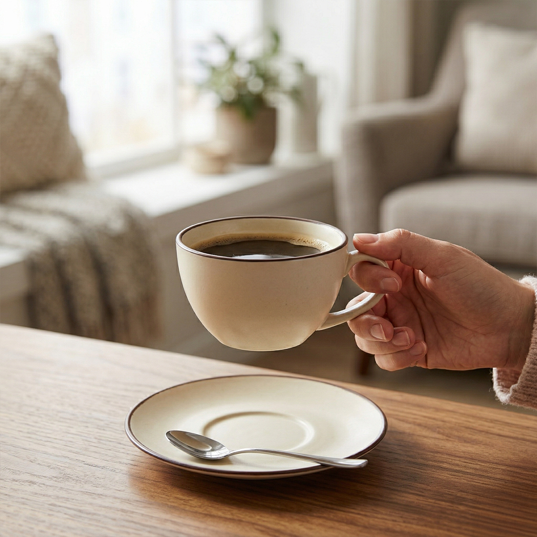 Cream & Cocoa Cappuccino Cup & Saucer Set — Set of 2, 411 ml