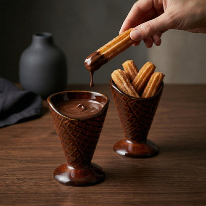 Sunday Scoop Ice Cream Bowl (Chocolate Waffle) — Set of 6