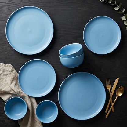 Powder Blue Dinner Set — Set of 8 (2 Dinner Plates, 2 Quarter Plates, 4 Bowls)