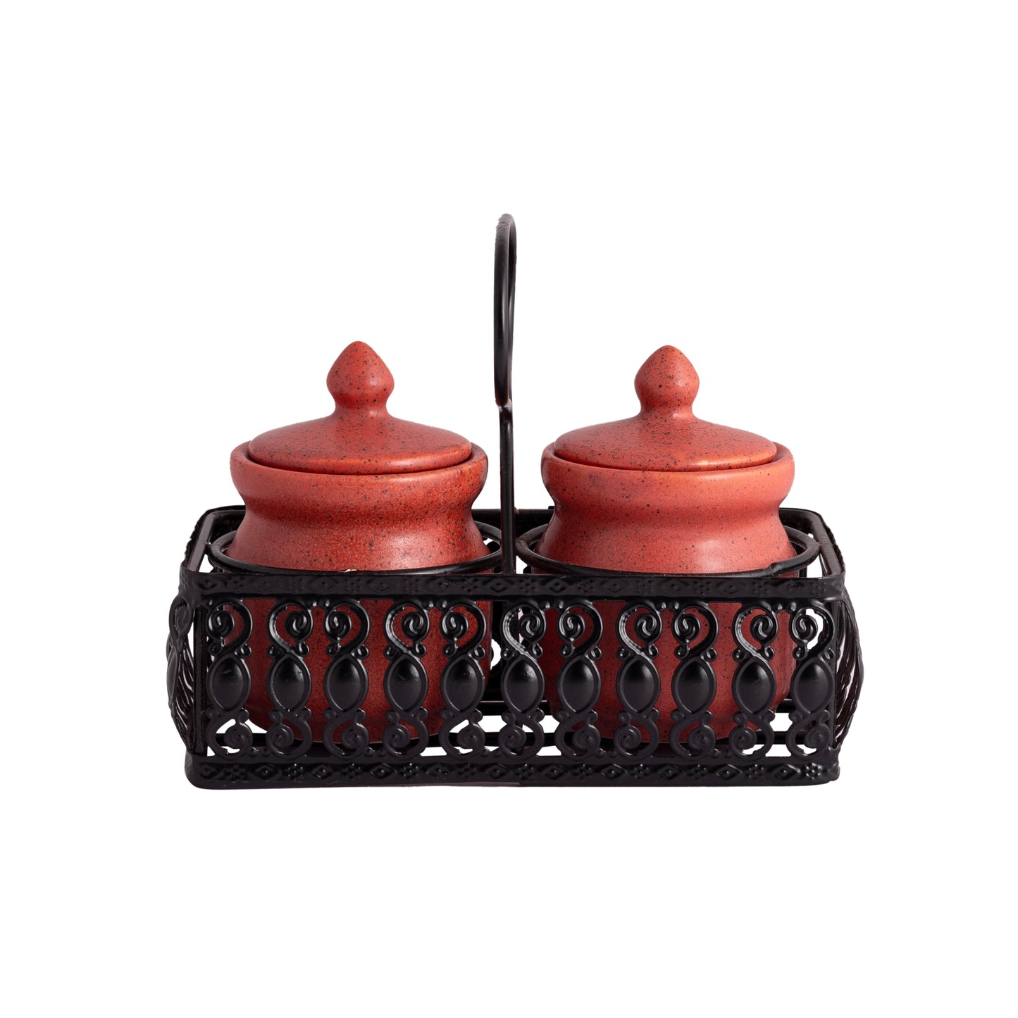 'Table Essentials' Pickle & Condiment Jar Set With Tray (Clay Rose, 2-PIECE SET)