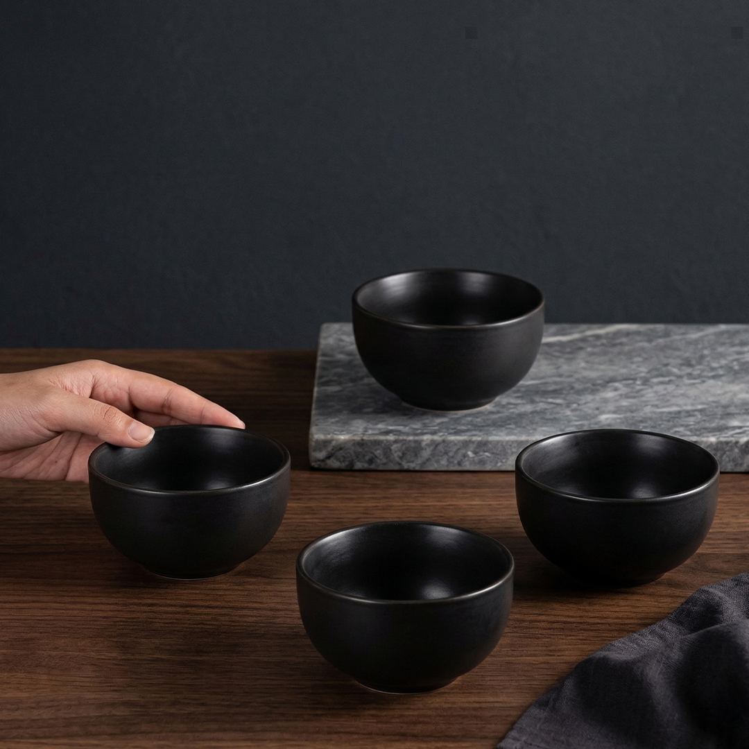 Noir Ceramic Snack Bowl— Set of 4 & 6