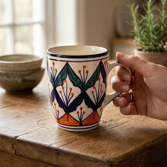 Handpainted Leaf Mug Set — Set of 3, 528 ml