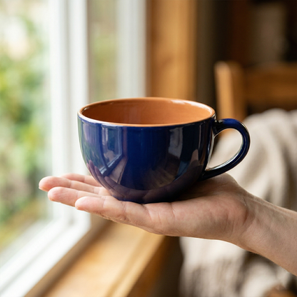 Cobalt Rustic Coffee Mug (Royal Blue) — Set of 2, 442 ml