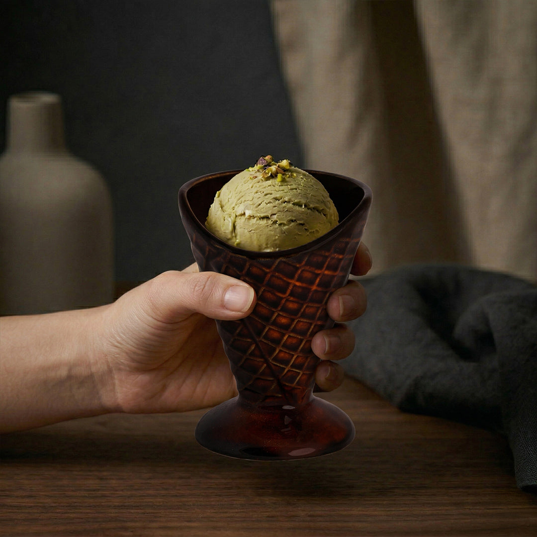 Sunday Scoop Ice Cream Bowl (Chocolate Waffle) — Set of 6