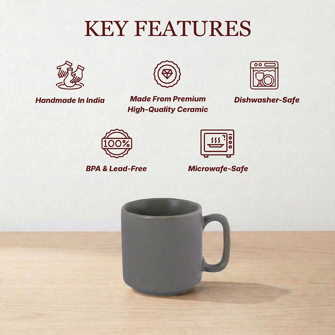 Morning Brew Coffee Mug (Dolphin Green) — Set of 4, 330 ml