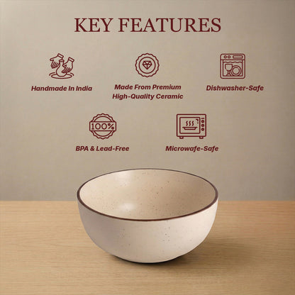 Speckled White Ceramic Serving Bowl — Set of 2