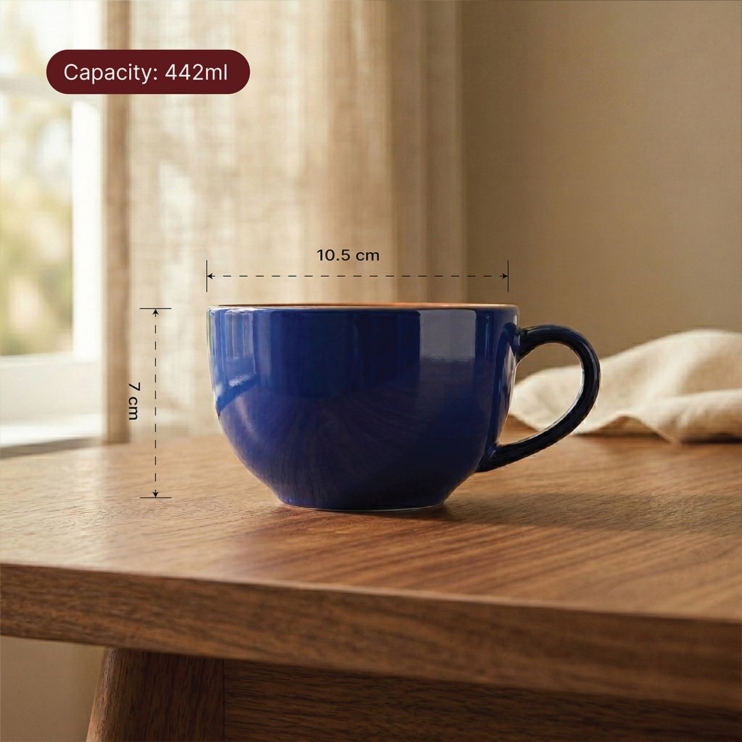 Cobalt Rustic Coffee Mug (Royal Blue) — Set of 2, 442 ml