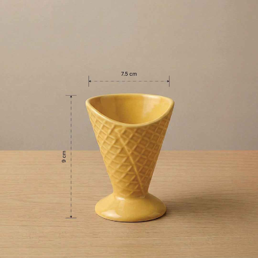 Waffle Cone Ice Cream Bowl (Sunshine Yellow) — Set of 6