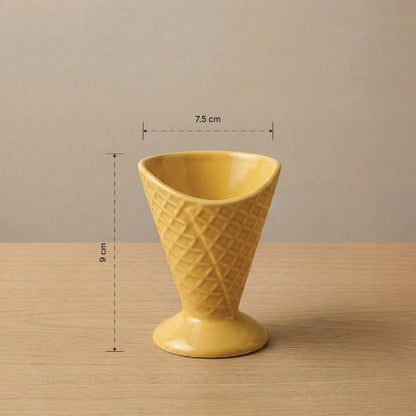 Waffle Cone Ice Cream Bowl (Sunshine Yellow) — Set of 6