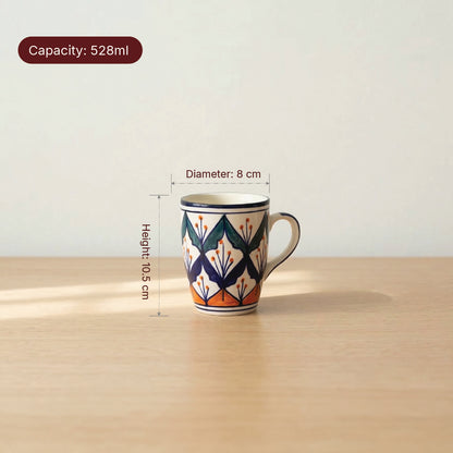 Handpainted Leaf Mug Set — Set of 3, 528 ml