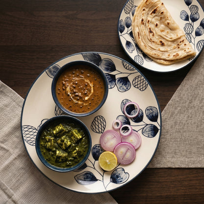 Leaf & Pod Dinner Set — Set of 4 (1 Dinner Plate, 1 Quarter Plate, 2 Bowls)