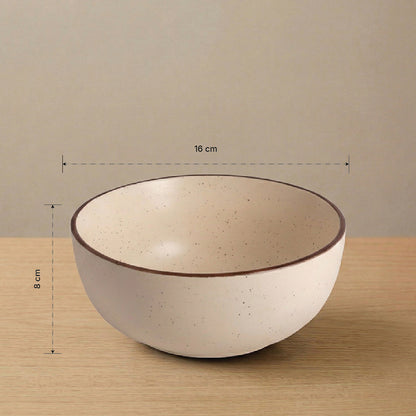 Speckled White Ceramic Serving Bowl — Set of 2