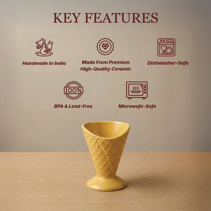 Waffle Cone Ice Cream Bowl (Sunshine Yellow) — Set of 6