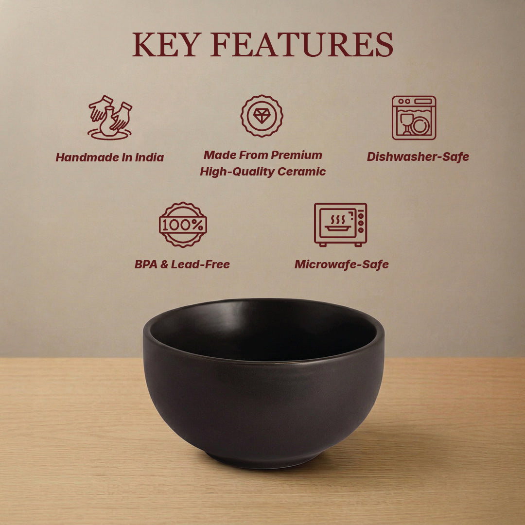 Noir Ceramic Snack Bowl— Set of 4 & 6