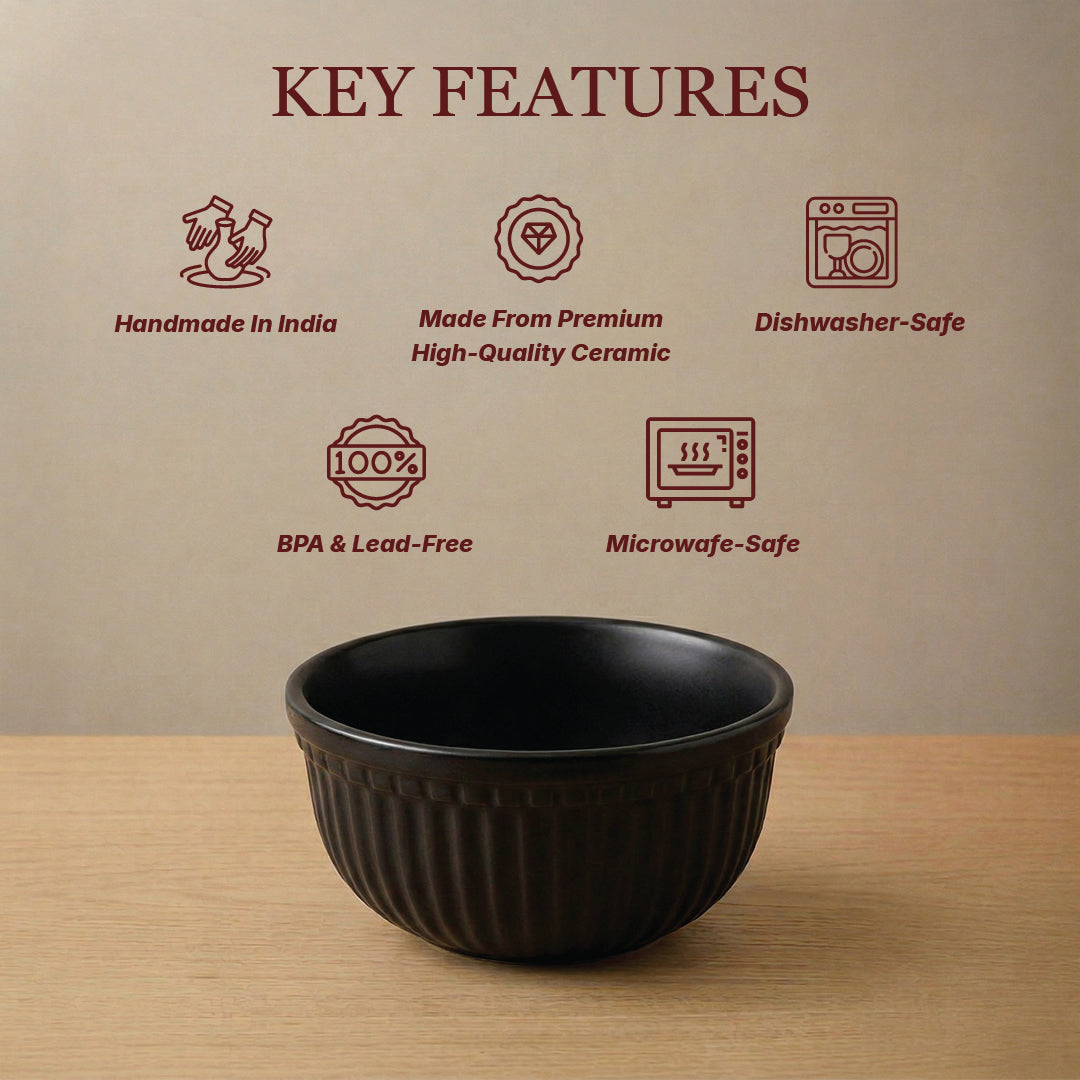Black Pearl Ceramic Snack Bowl — Set of 2