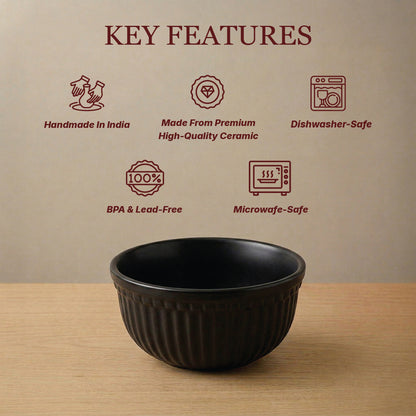 Black Pearl Ceramic Snack Bowl — Set of 2