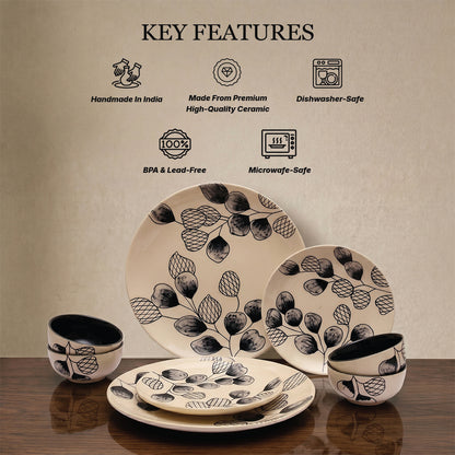 Leaf & Pod Dinner Set — Set of 8 (2 Dinner Plates, 2 Quarter Plates, 4 Bowls)