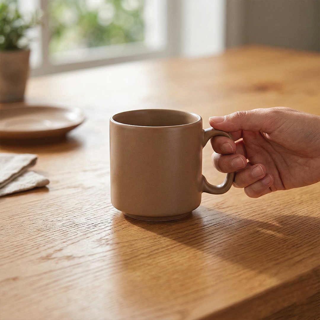 Morning Brew Coffee Mug (Beige) — Set of 4, 330 ml