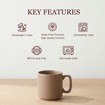 Morning Brew Coffee Mug (Beige) — Set of 4, 330 ml