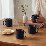 Morning Brew Coffee Mug (Charcoal Black) - Set of 4, 330 ML