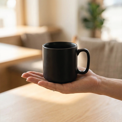 Morning Brew Coffee Mug (Charcoal Black) - Set of 4, 330 ML