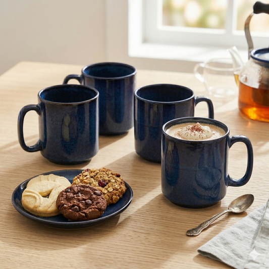 Everyday Classic Coffee Mug (Denim Blue) — Set of 4, 330 ml