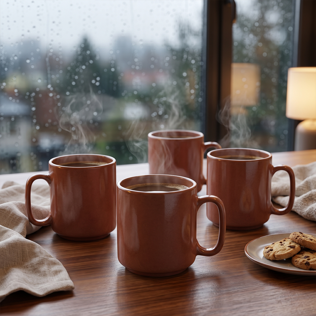Everyday Classic Coffee Mug (Dusty Peach) — Set of 4, 330 ml